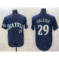Seattle Mariners #29 Cal Raleigh Navy Puhics With 2025 AL West Division Champions Patch Limited Stitched jersey