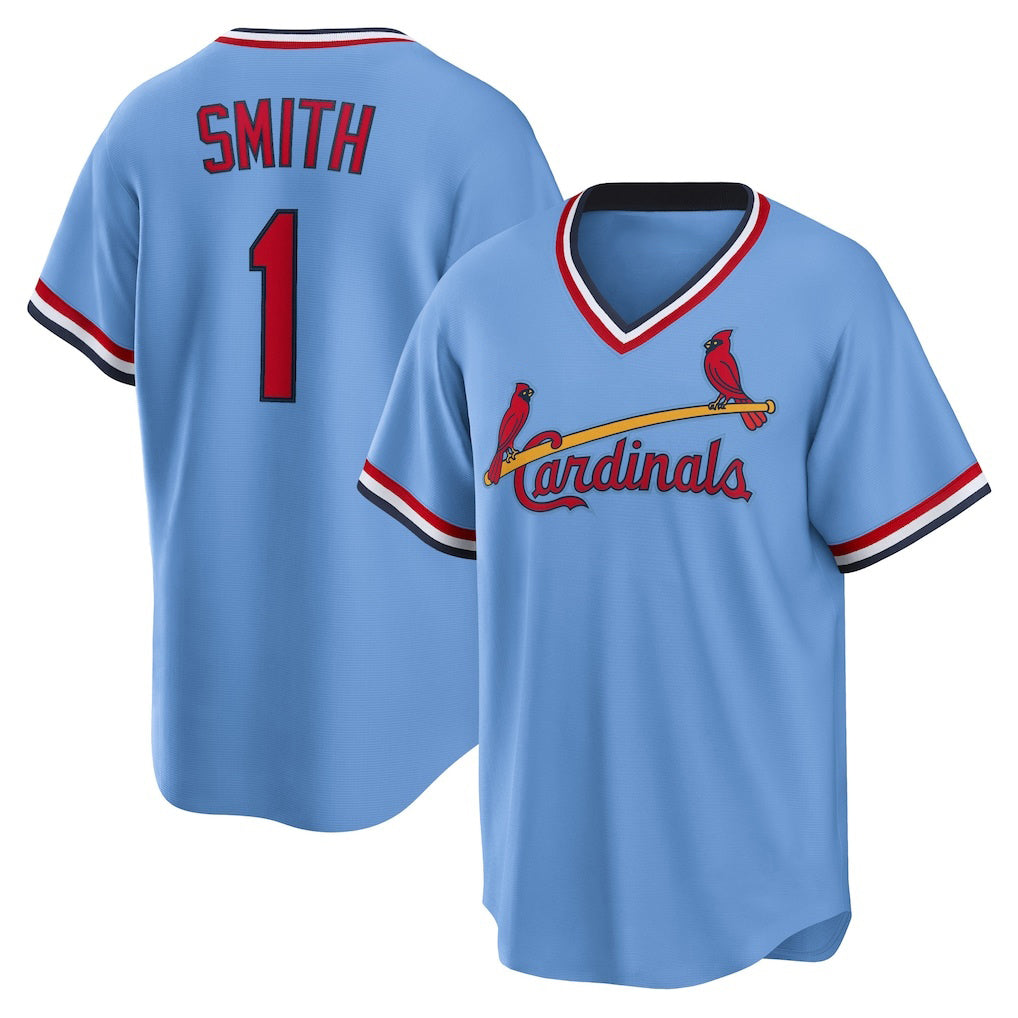 St. Louis Cardinals #1 Ozzie Smith Light Blue Puhics Road Cooperstown Collection Player Jersey