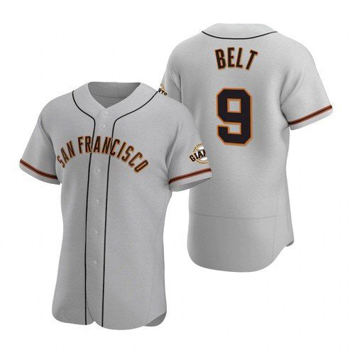 San Francisco Giants #9 Brandon Belt Gray Puhics Road Jersey