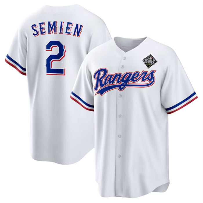Texas Rangers #2 Marcus Semien 2023 White Puhics World Series Stitched Jersey