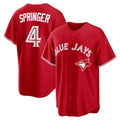 Toronto Blue Jays #4 George Springer Red Puhics Canada Day Replica Jersey