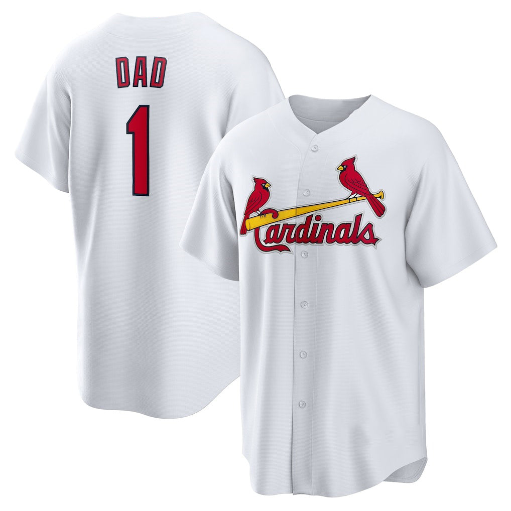 St. Louis Cardinals #1 Dad White Puhics Home Replica Jersey
