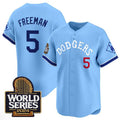 Los Angeles Dodgers #5 Freddie Freeman Blue Puhics With 2024 World Series Patch Vapor Premier Limited Stitched Jersey