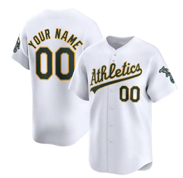 Custom Oakland Athletics Active Player White Puhics Home Limited Stitched Jersey