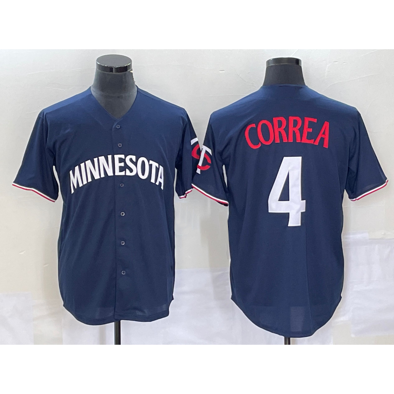 Minnesota Twins #4 Carlos Correa 2023 Navy Blue Puhics Cool Base Stitched Jersey