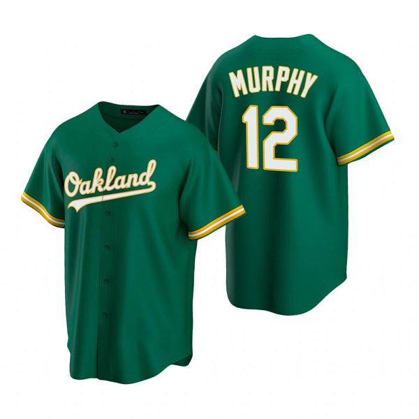 Oakland Athletics #12 Sean Murphy Green Puhics Cool Base Stitched Jersey 2