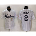 New York Yankees #2 Derek Jeter White Puhics Pinstripe Fashion Cool Base Jerseys 2