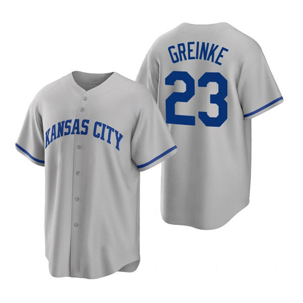 Kansas City Royals #23 Zack Greinke Grey Puhics Cool Base Stitched Jersey