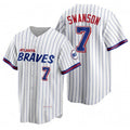 Atlanta Braves #7 Dansby Swanson White Puhics 2021 City Connect Stitched Jersey