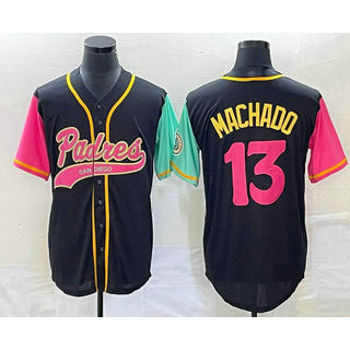 San Diego Padres #13 Manny Machado Black Puhics NEW 2023 City Connect Cool Base Stitched Jersey