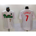 Philadelphia Phillies #7 Trea Turner White Green Puhics Cool Base Stitched Jerseys