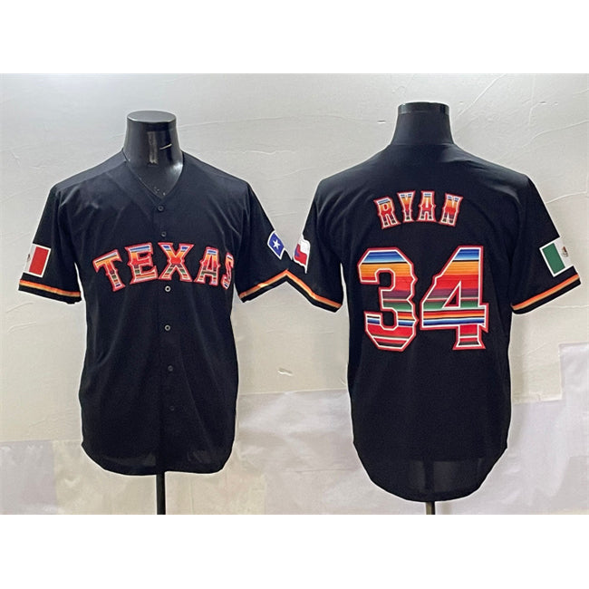 Texas Rangers #34 Nolan Ryan Black Puhics Mexico Limited Stitched Jersey