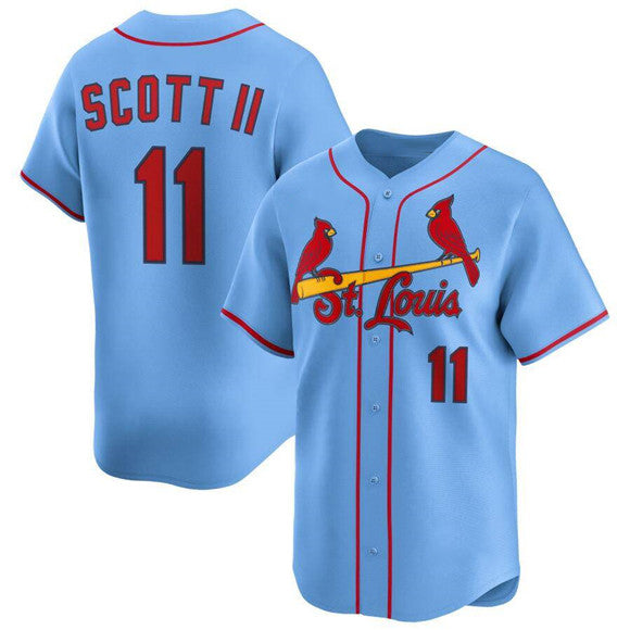 St. Louis Cardinals #11 Victor Scott II Light Blue Puhics Alternate Limited Stitched Jersey
