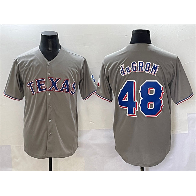 Texas Rangers #48 Jacob deGrom Gray Puhics With Patch Cool Base Stitched Jersey