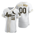 Custom St. Louis Cardinals White Puhics Stitched Flex Base Golden Edition Jersey