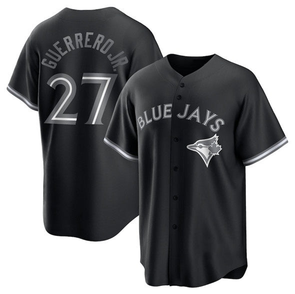Toronto Blue Jays #27 Vladimir Guerrero Jr. Black Puhics Lights Out Limited Stitched Jersey
