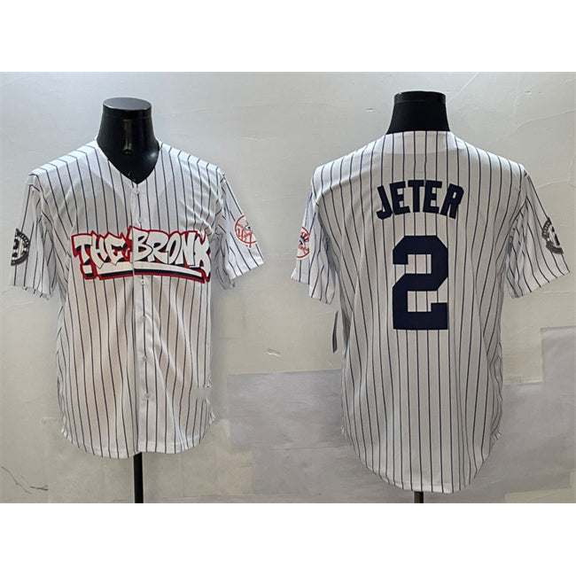 New York Yankees #2 Derek Jeter White Puhics Bronx Graffiti Vapor Limited Stitched Jersey