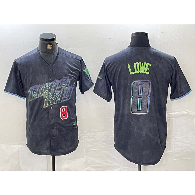 Tampa Bay Rays #8 Brandon Lowe Charcoal Puhics 2024 City Connect Player Number Limited Cool Base Jerseys