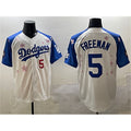 Los Angeles Dodgers #5 Freddie Freeman White Royal Puhics 2025 Tokyo Series Limited Stitched Jersey