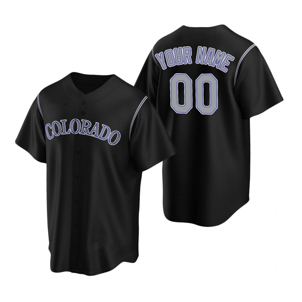 Custom Colorado Rockies Black Puhics Stitched Cool Base Jersey