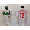 Philadelphia Phillies #12 Kyle Schwarber White Green Puhics Cool Base Stitched Jerseys