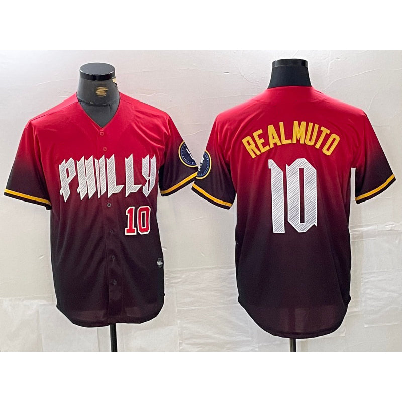 Philadelphia Phillies #10 JT Realmuto Red Puhics 2024 City Player Number Cool Base Jerseys