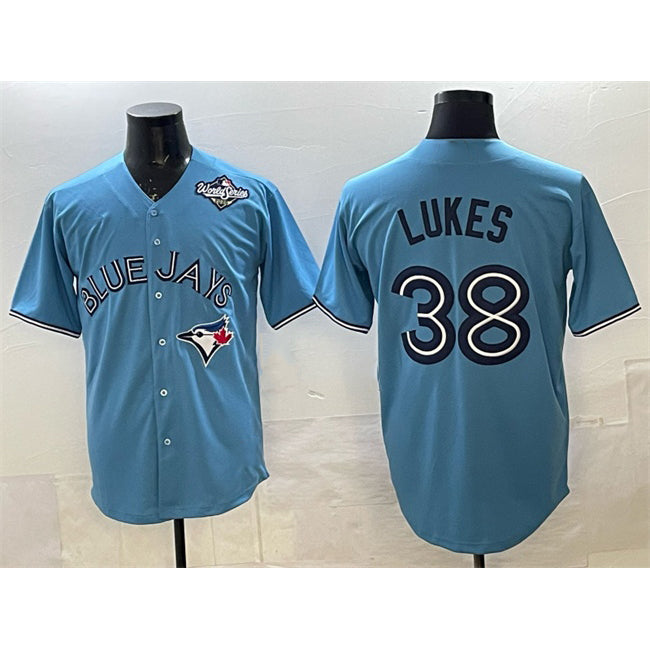 Toronto Blue Jays #38 Nathan Lukes Blue Puhics 2025 World Series Cool Base Stitched Jersey