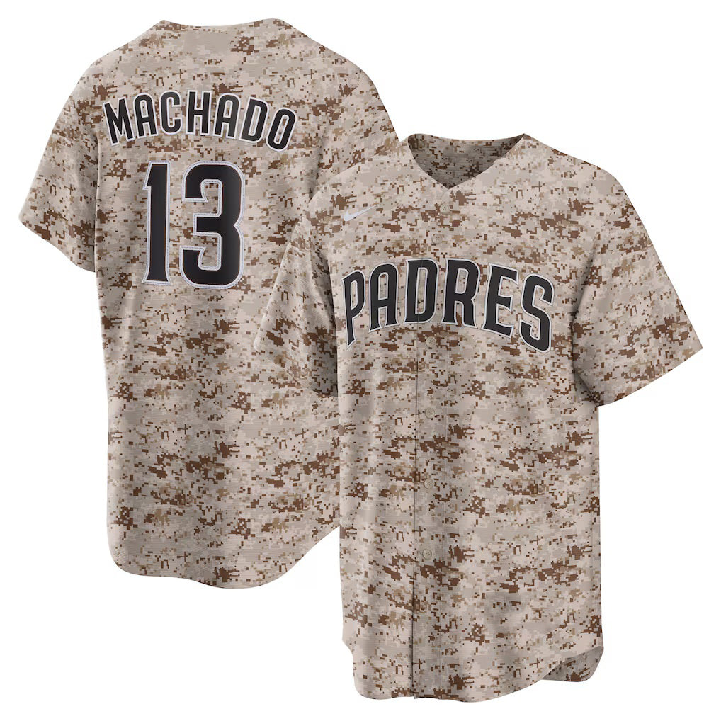 San Diego Padres #13 Manny Machado Camo Puhics USMC Alternate Replica Player Jersey