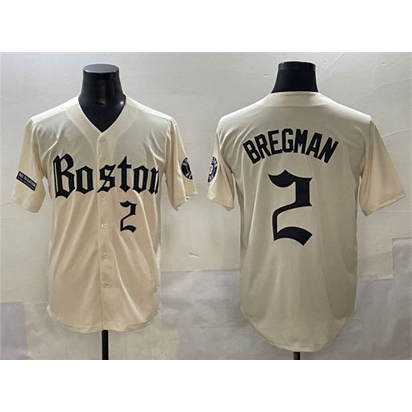 Boston Red Sox #2 Alex Bregman Cream Puhics Gothic Vapor Limited Stitched Jersey