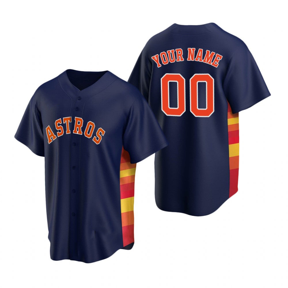 Custom Houston Astros Navy Puhics Stitched Cool Base Jersey