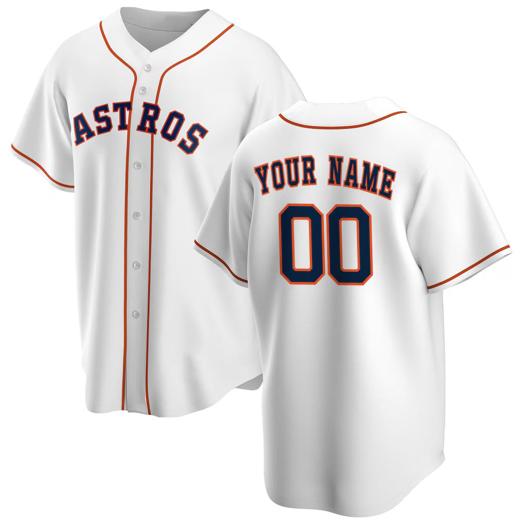 Custom Houston Astros White Puhics Home Replica Jersey
