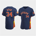 Houston Astros #34 Nolan Ryan Navy Puhics 60th Anniversary Flex Base Stitched Jersey