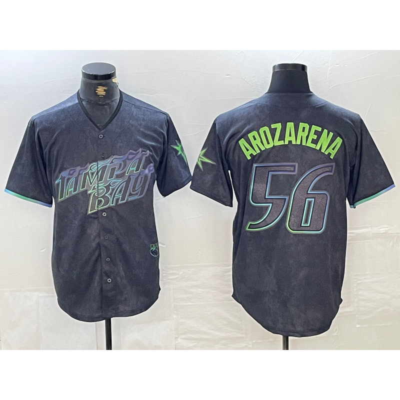 Tampa Bay Rays #56 Randy Arozarena Charcoal Puhics 2024 City Connect Limited Stitched Jersey