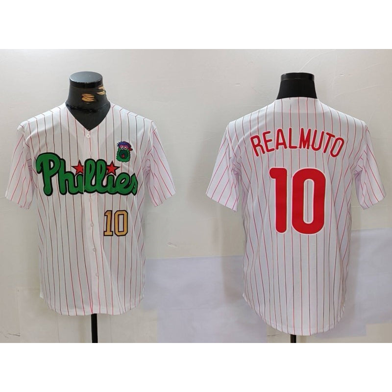 Philadelphia Phillies #10 J.T. Realmuto White Green Puhics Cool Base Stitched Jerseys
