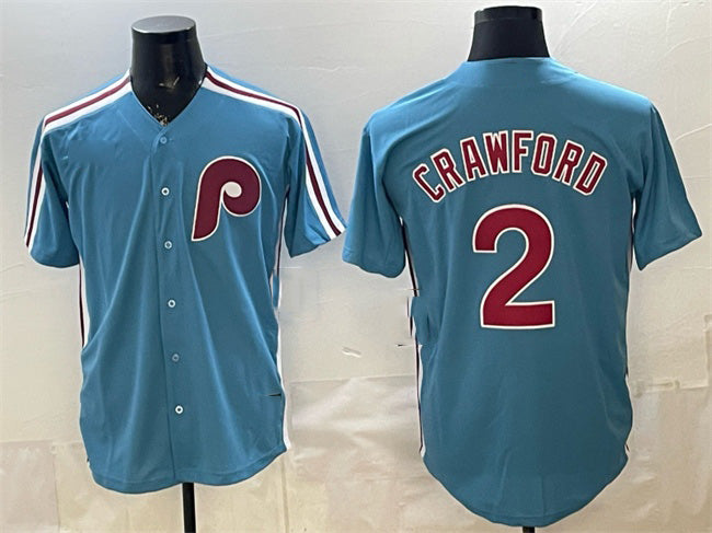 Philadelphia Phillies #2 Justin Crawford Blue Puhics Cool Base Stitched Jersey