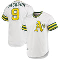 Oakland Athletics #9 Reggie Jackson Mitchell & Ness White Puhics 1972 Cooperstown Collection Authentic Jersey