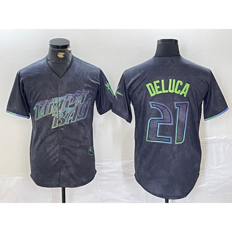 Tampa Bay Rays #21 Jonny DeLuca Charcoal Puhics 2024 City Connect Limited Stitched Jersey 2