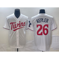 Minnesota Twins #26 Max Kepler White Red Puhics Stitched Cool Base Jersey