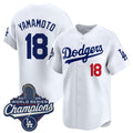 Los Angeles Dodgers #18 Yoshinobu Yamamoto White Puhics 2025 Champions Stitched Jersey