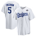 Los Angeles Dodgers #5 Freddie Freeman White Puhics 2025 World Series Home Cool Base Stitched Jersey