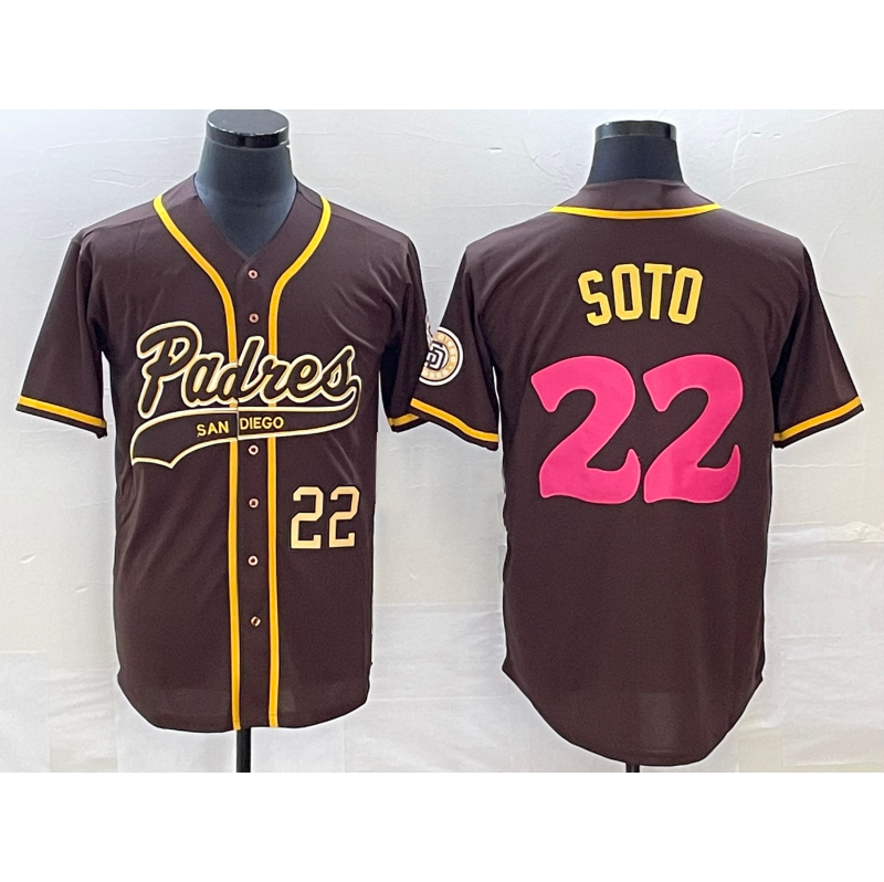 San Diego Padres #22 Juan Soto Number Brown Puhics NEW 2023 City Connect Cool Base Stitched Jersey
