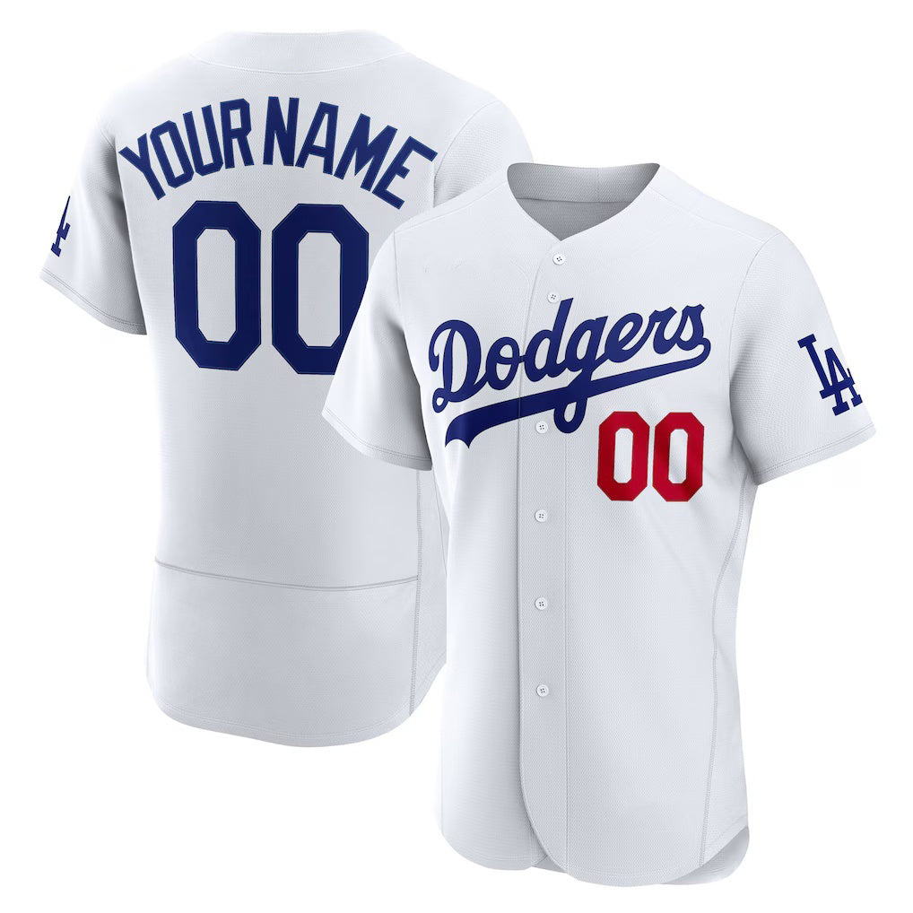 Custom Los Angeles Dodgers White Puhics Home Authentic Jersey