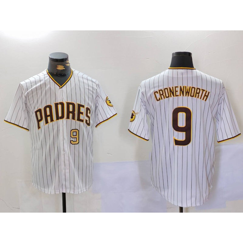 San Diego Padres #9 Jake Cronenworth White Puhics Team Logo Stitched Cool Base Jerseys