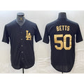 Los Angeles Dodgers #50 Mookie Betts Black Gold Puhics Cool Base Stitched Jersey