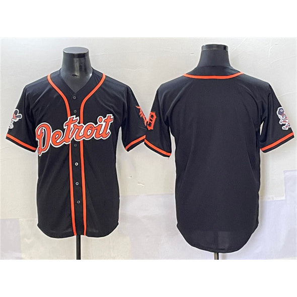 Detroit Tigers Blank Black Puhics With Patch Cool Base Stitched Jersey