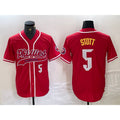 Philadelphia Phillies #5 Bryson Stott Number Red Puhics Cool Base Stitched Jersey 2