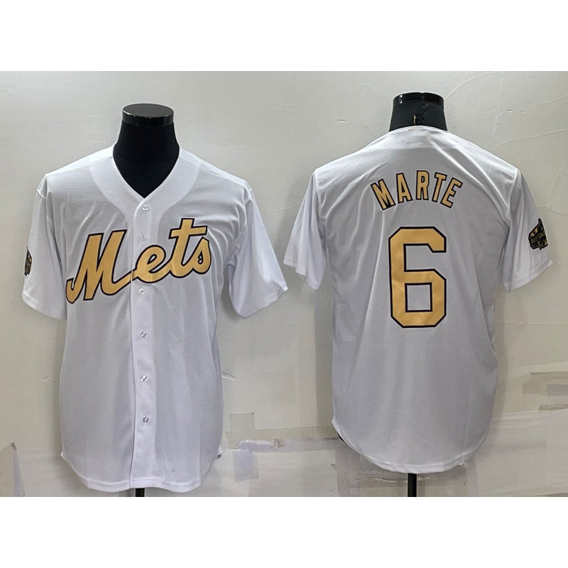 New York Mets #6 Starling Marte White Puhics 2022 All Star Stitched Cool Base Jersey