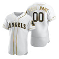 Custom Los Angeles Angels White Puhics Stitched Flex Base Golden Edition Jersey