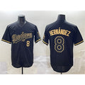 Los Angeles Dodgers #8 Enrique Hern¨¢ndez Black Gold Puhics Limited Stitched Jersey