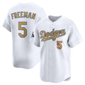 Los Angeles Dodgers #5 Freddie Freeman White Puhics 2025 Gold Collection Limited Stitched Jersey
